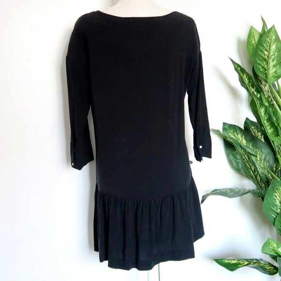 One Teaspoon Rango Black Lyocell Scoop Neck Ruffle Hem Mini Dress Size Medium M - Picture 10 of 15